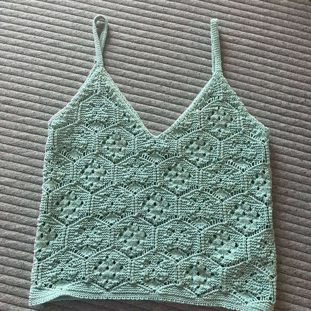American Eagle Outfitters Light Green Crochet Camisole